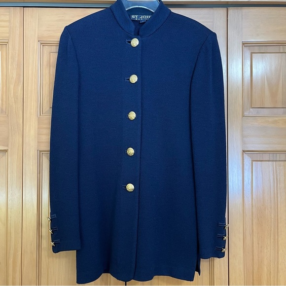 St. John Basics Navy Blue Blazer Size Small